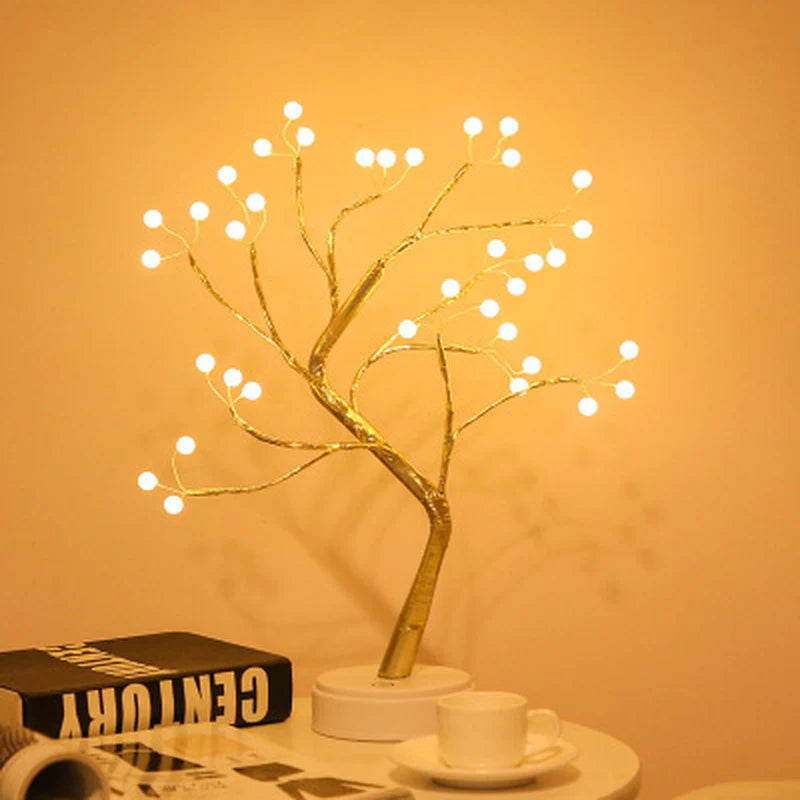 Enchanting LED Mini Christmas Tree Lamp with Copper Wire Garland - Perfect for Kids' Bedrooms and Holiday Decor