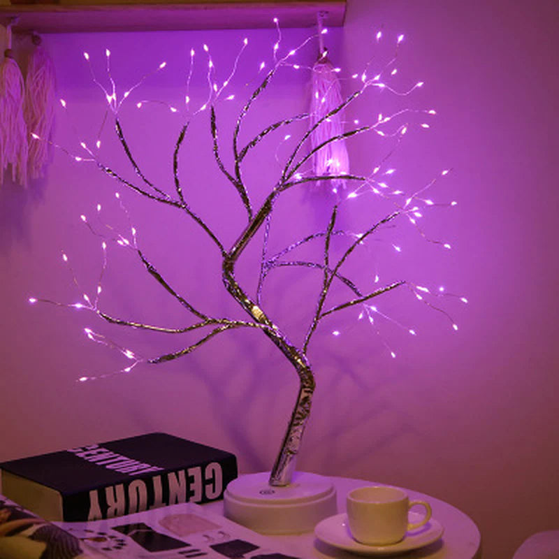 Enchanting LED Mini Christmas Tree Lamp with Copper Wire Garland - Perfect for Kids' Bedrooms and Holiday Decor