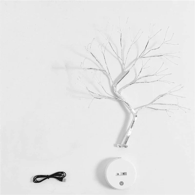 Enchanting LED Mini Christmas Tree Lamp with Copper Wire Garland - Perfect for Kids' Bedrooms and Holiday Decor