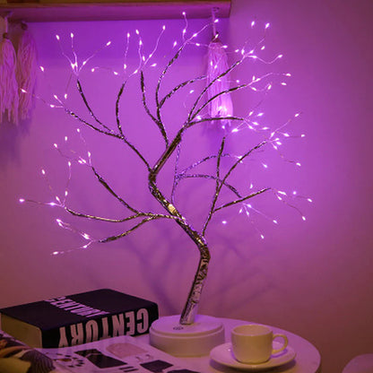 Enchanting LED Mini Christmas Tree Lamp with Copper Wire Garland - Perfect for Kids' Bedrooms and Holiday Decor